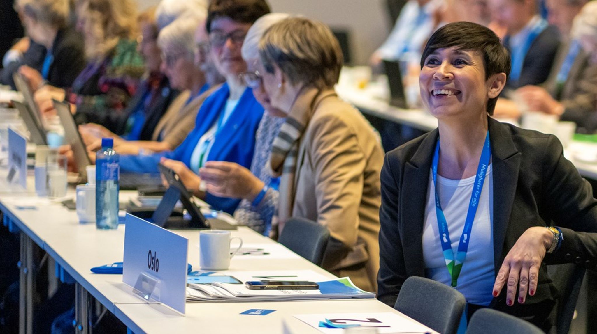 Ine Eriksen Søreide under Høyres landsmøte i 2023. Nå samles landsmøtet igjen for å velge henne som ny leder, men også for å vedta ny politikk.