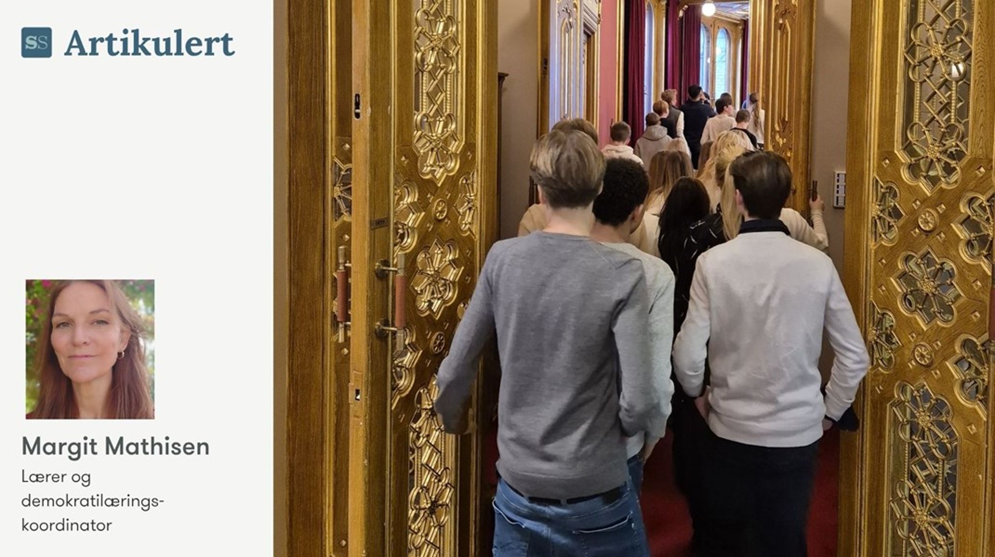 Ungdom på vei inn i Stortingssalen: Demokratisk robusthet bygges i klasserommet, og styrkes når unge får erfare demokratiet i praksis, skriver forfatteren.