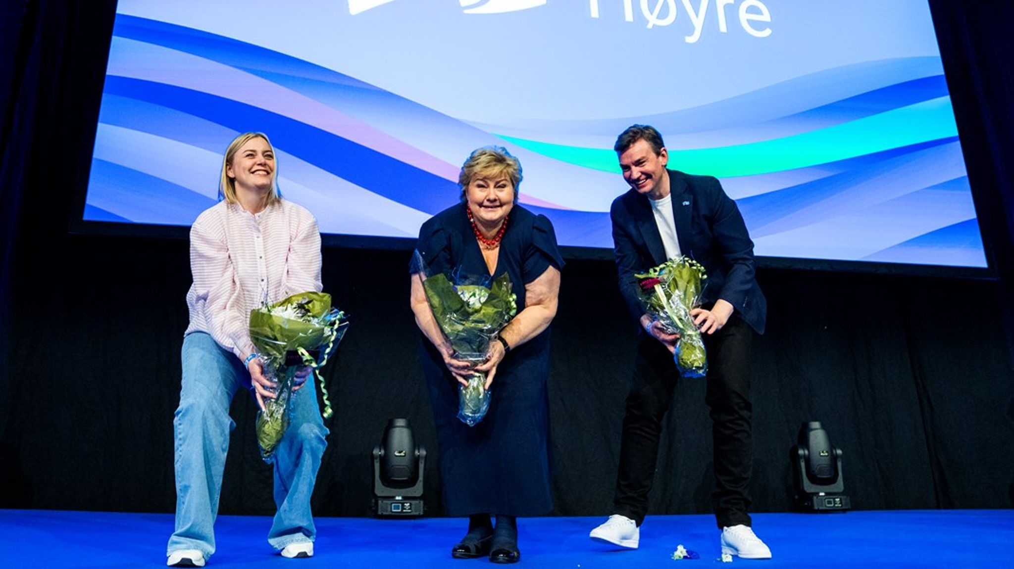 Høyres ledertrio inviterer til landsmøte fra fredag til søndag. Tina Bru, Erna Solberg og Henrik Asheim fortsetter i ledelsen av partiet. 