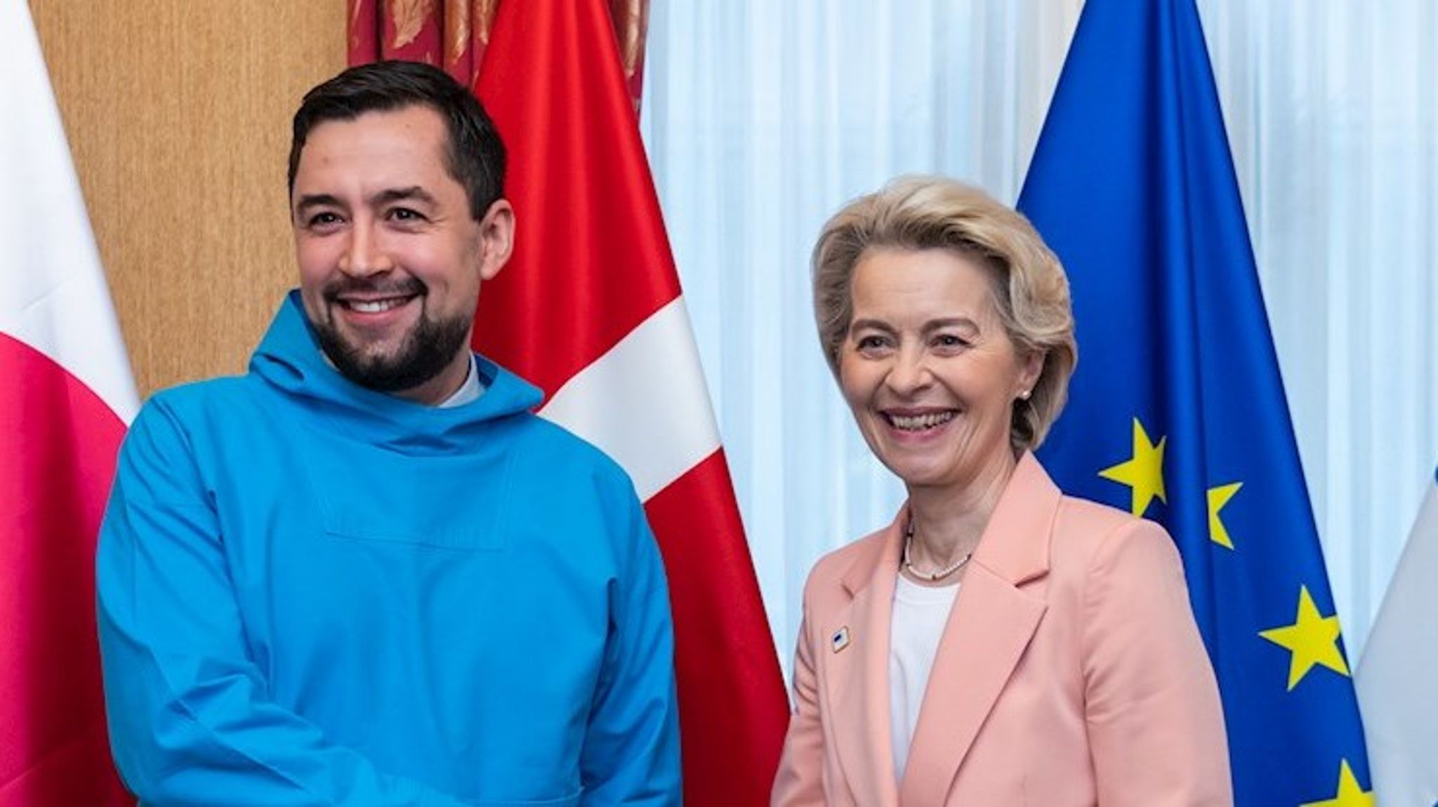 Grønlands statsminister, Múte Inequnaaluk Bourup Egede og EU-kommisjonens president, Ursula von der Leyen.
