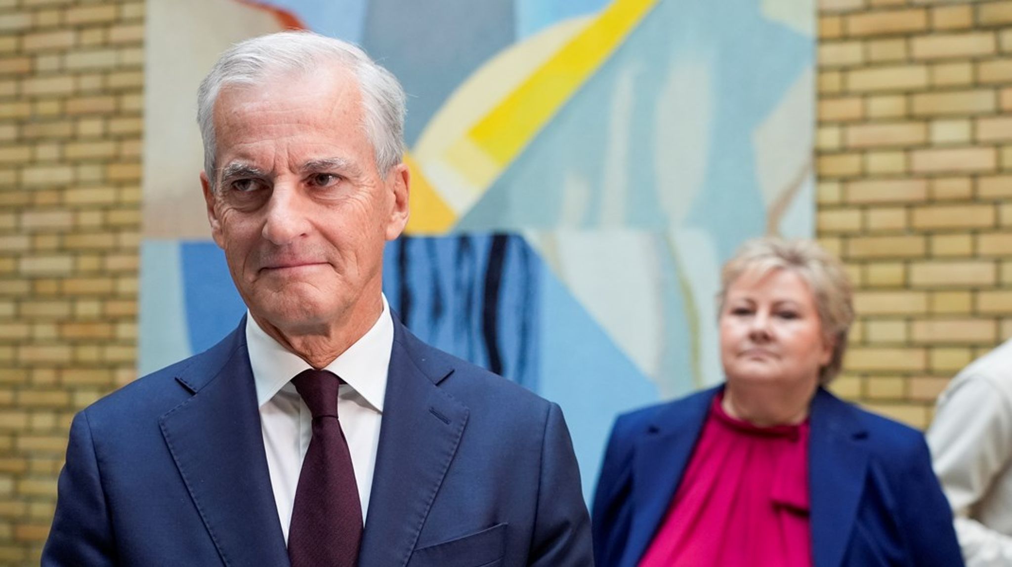 Statsminister Jonas Gahr Støre (Ap) holdt sikkerhetspolitisk redegjørelse for Stortinget torsdag. Her i møte med pressen i Vandrehallen etter redegjørelsen.