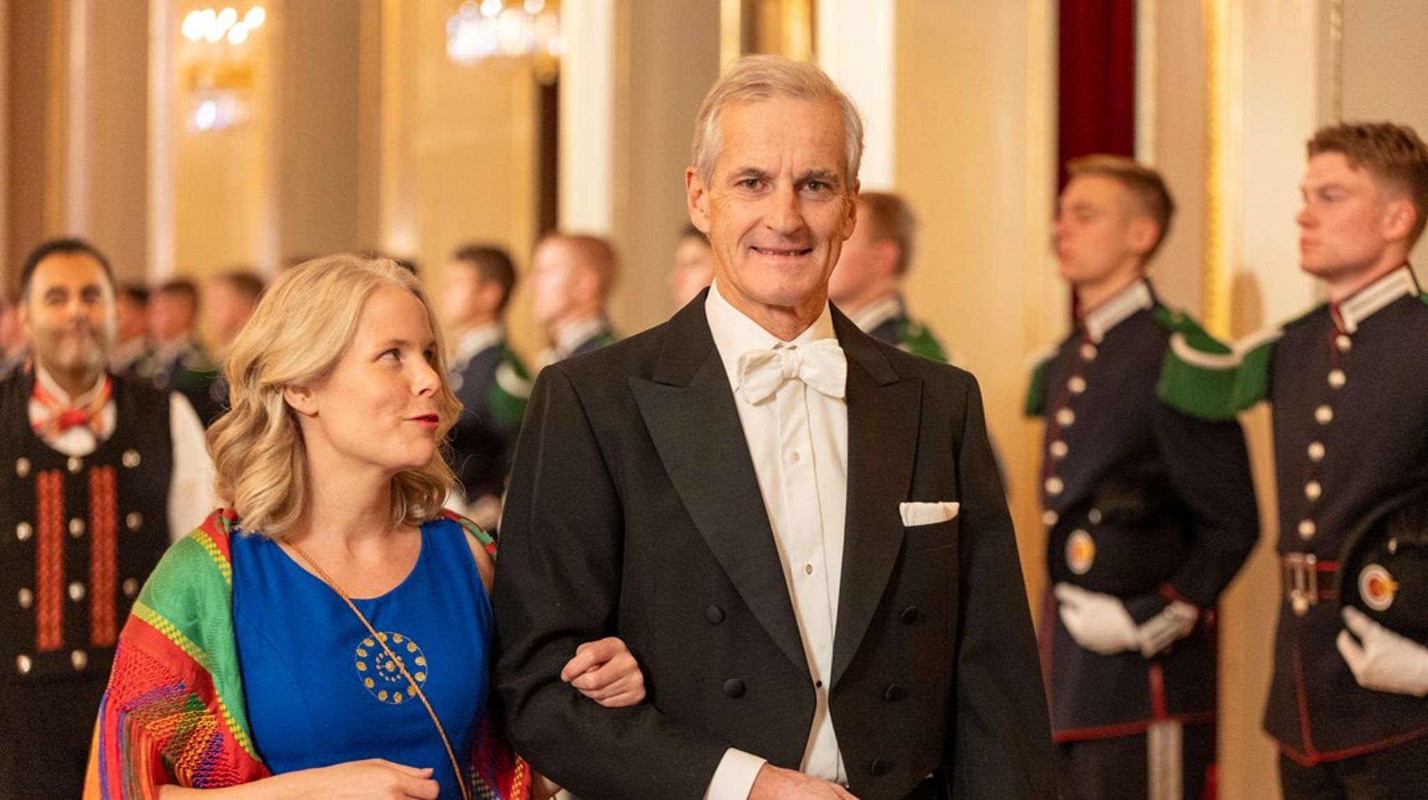 SLOTTSMIDDAG: I fjor ankom statsminister Jonas Gahr Støre med SV-leder Kirsti Bergstø. 