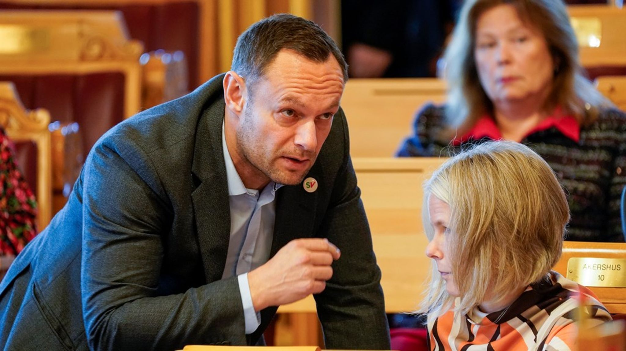 Torgeir Knag Fylkesnes sier at han i utgangspunktet ikke er aktuell som leder. Her sammen med Kirsti Bergstø, som regnes som en sannsynlig kandidat, selv om hun ennå ikke var svart på om hun stiller.