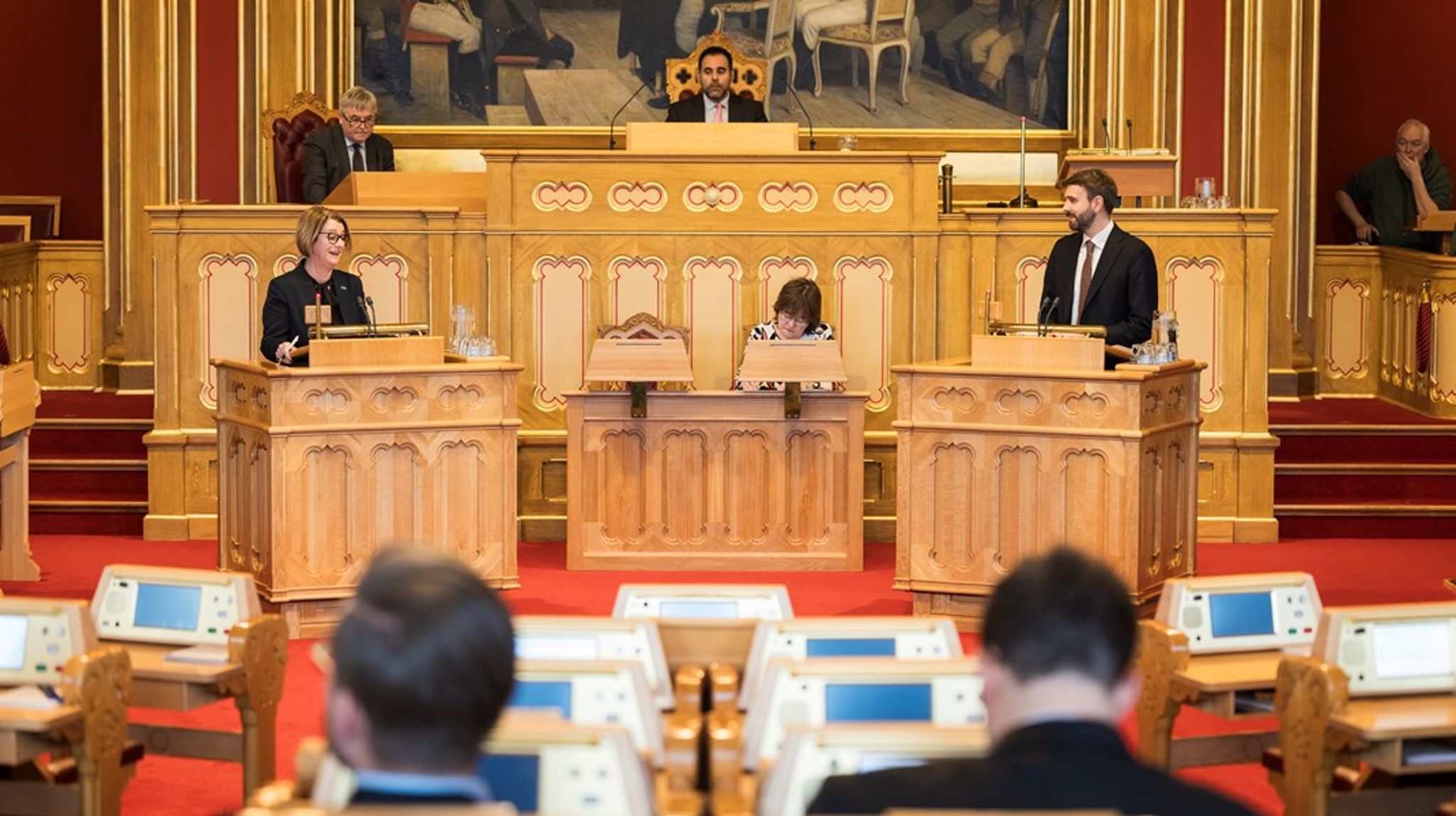 Leder av helsekomiteen, Tone W. Trøen (H), og helseminister Jan Christian Vestre (Ap) er nok blant dem som kommer til å ta ordet når helsebudsjettet for neste år skal behandles i Stortinget.