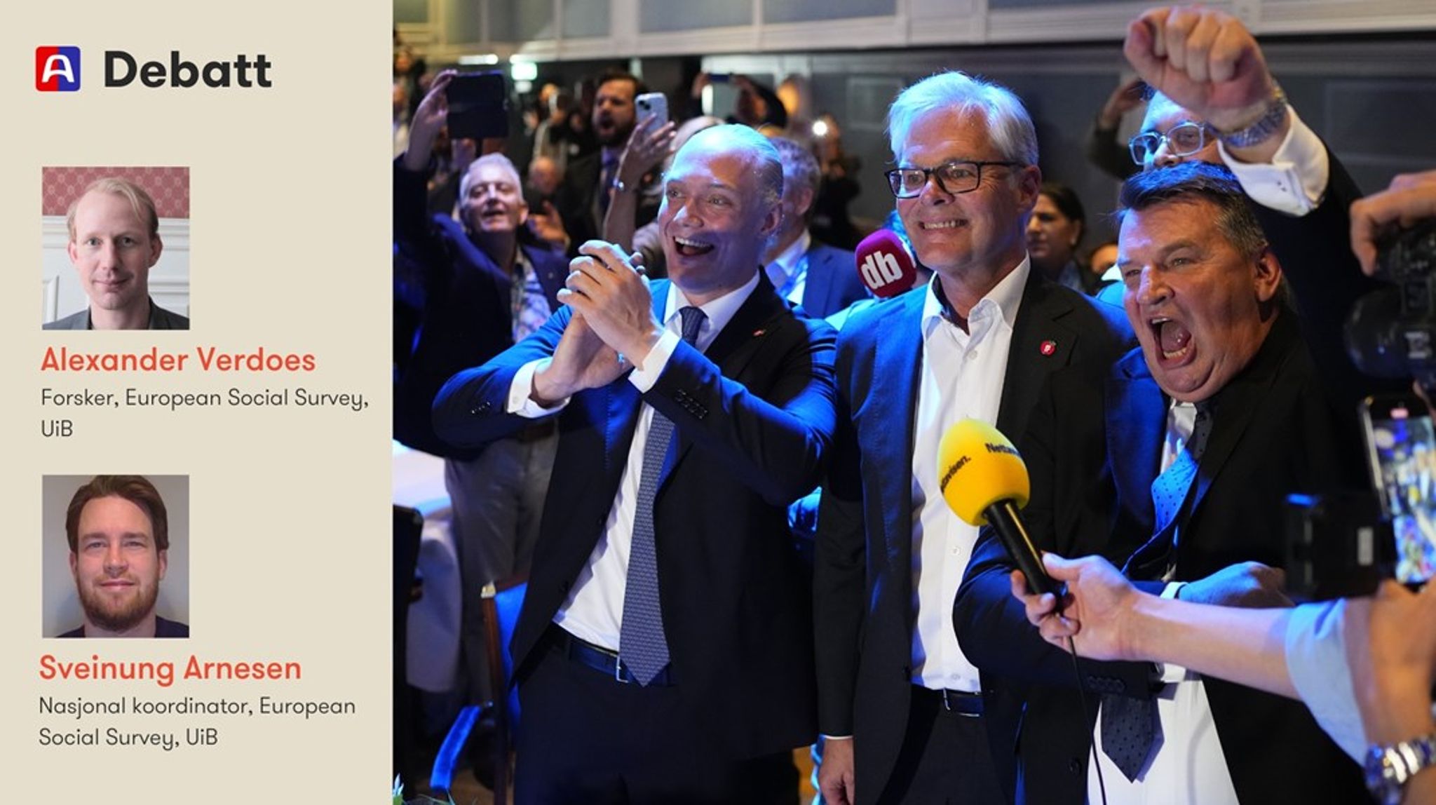 Skal vi forstå styrken til Frp – og høyrepopulismen i Europa – må vi se hvordan verdikonflikter knyttet til innvandring, globalisering og kulturelle skillelinjer mobiliserer velgere bredt, ikke bare de yngste, mener innleggsforfatterne.