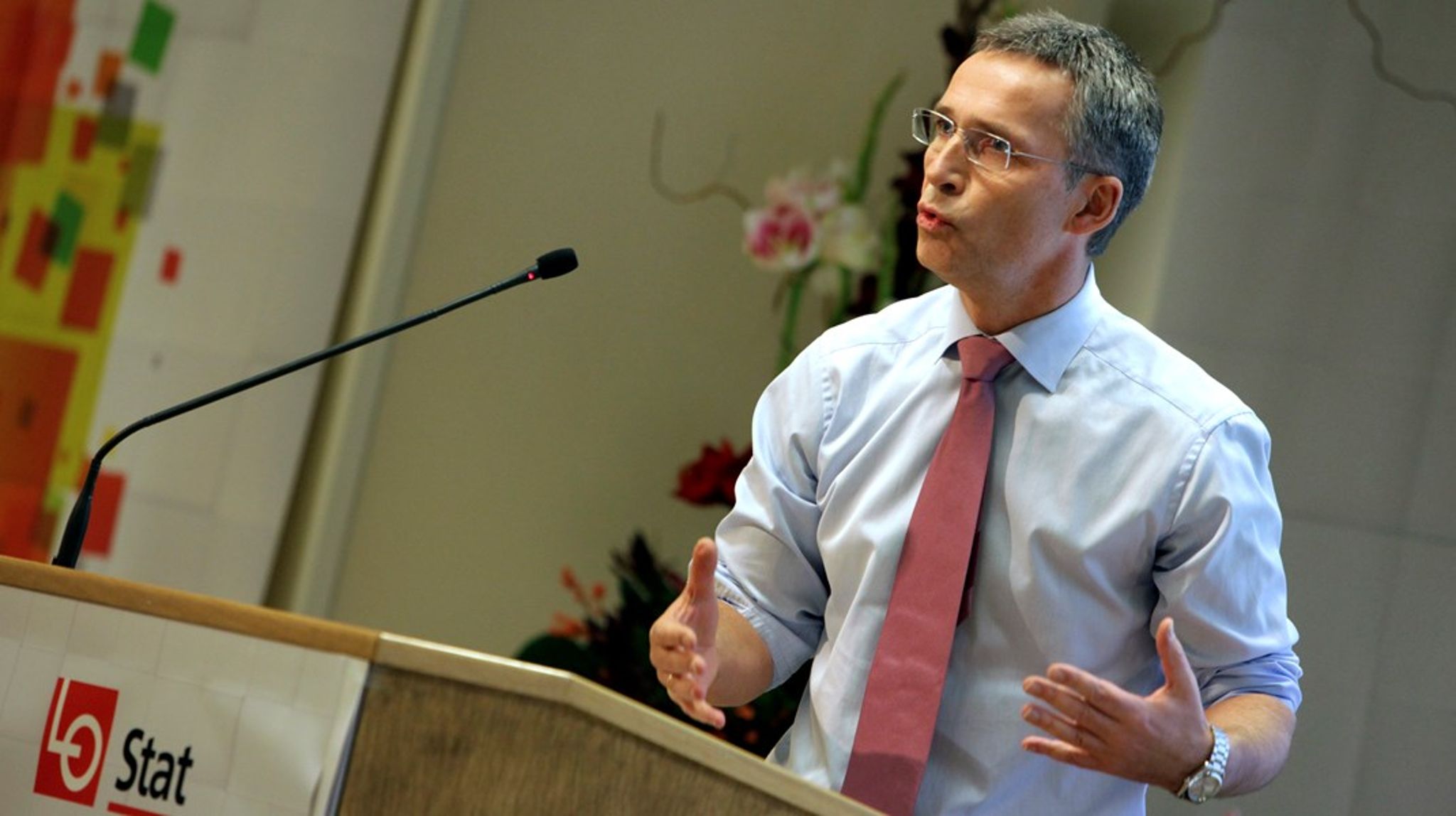 Jens Stoltenberg gjør comeback på Kartellkonferansen, denne gangen som finansminister. På bildet: statsminister Stoltenberg på Kartellkoferansen 2012 på Gol.