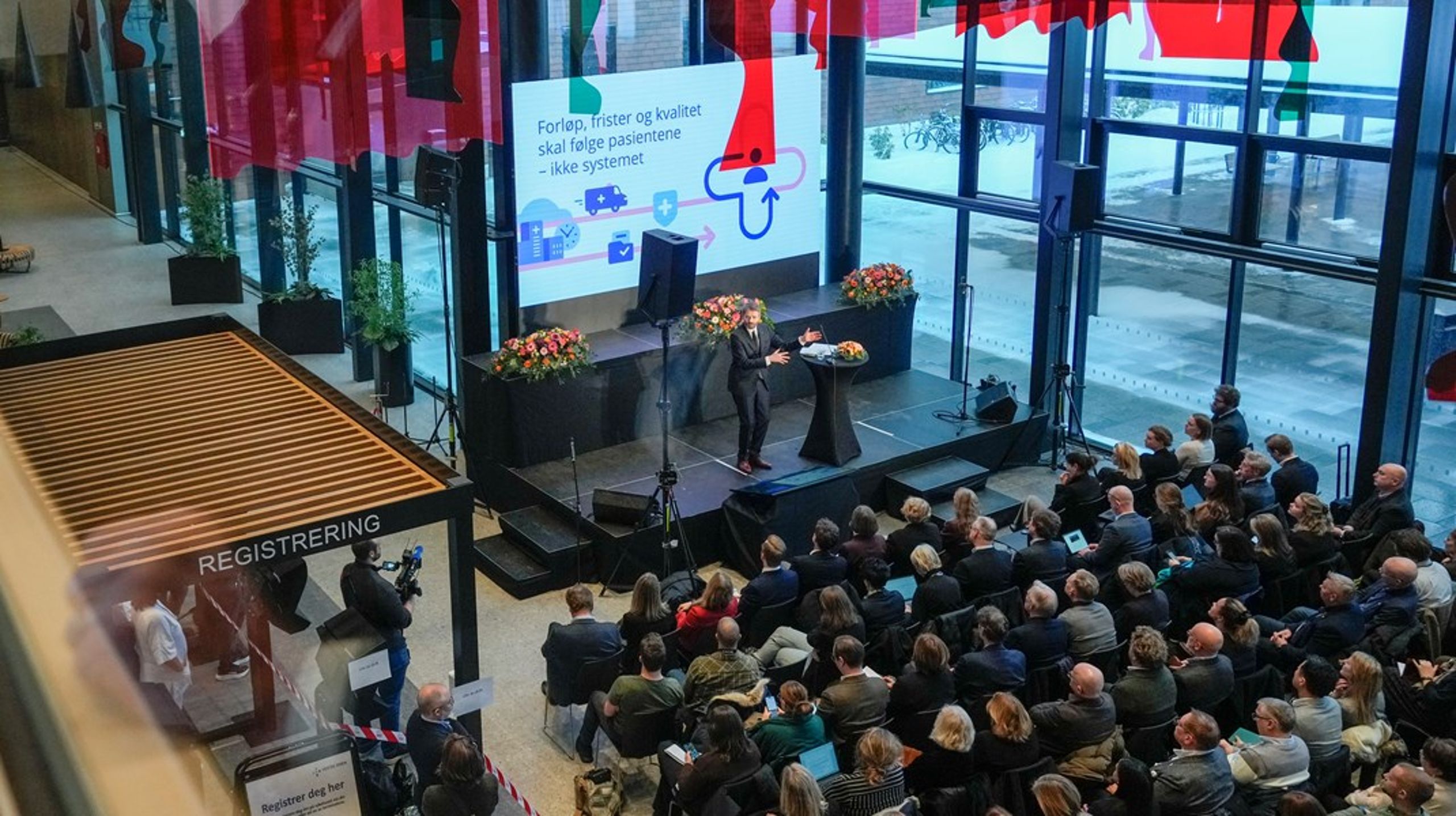 Helseminister Jan Christian Vestre holdt helsetalen 2026 på nye Drammen sykehus tirsdag.