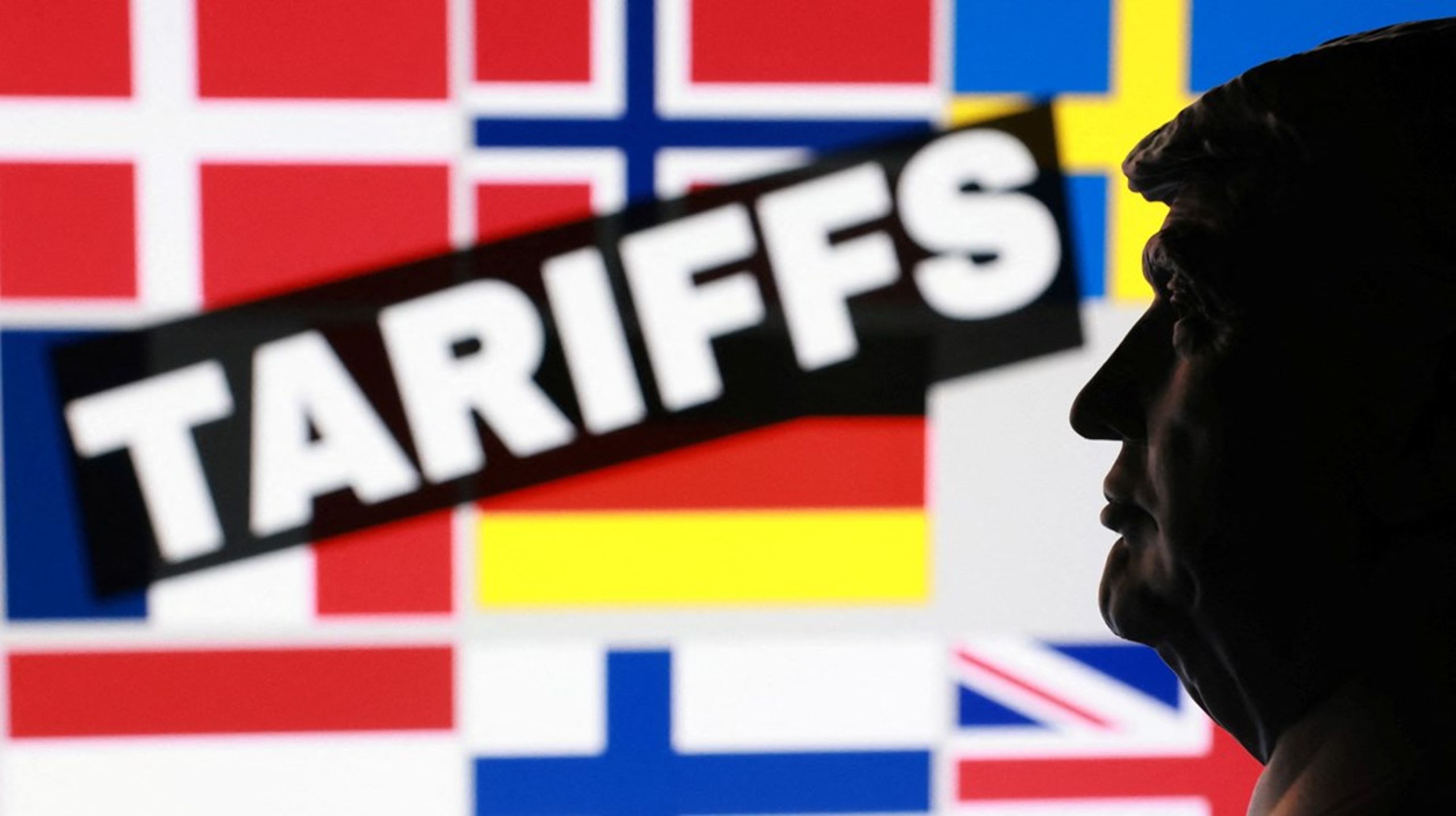 En illustrasjon på helgens tolldrama: Lørdag meldte USAs president at alle land som har sendt militært personell til Grønland skal straffes med ekstra toll. Og at trusselen ikke trekkes tilbake før USA får overta Grønland. (Montasje)