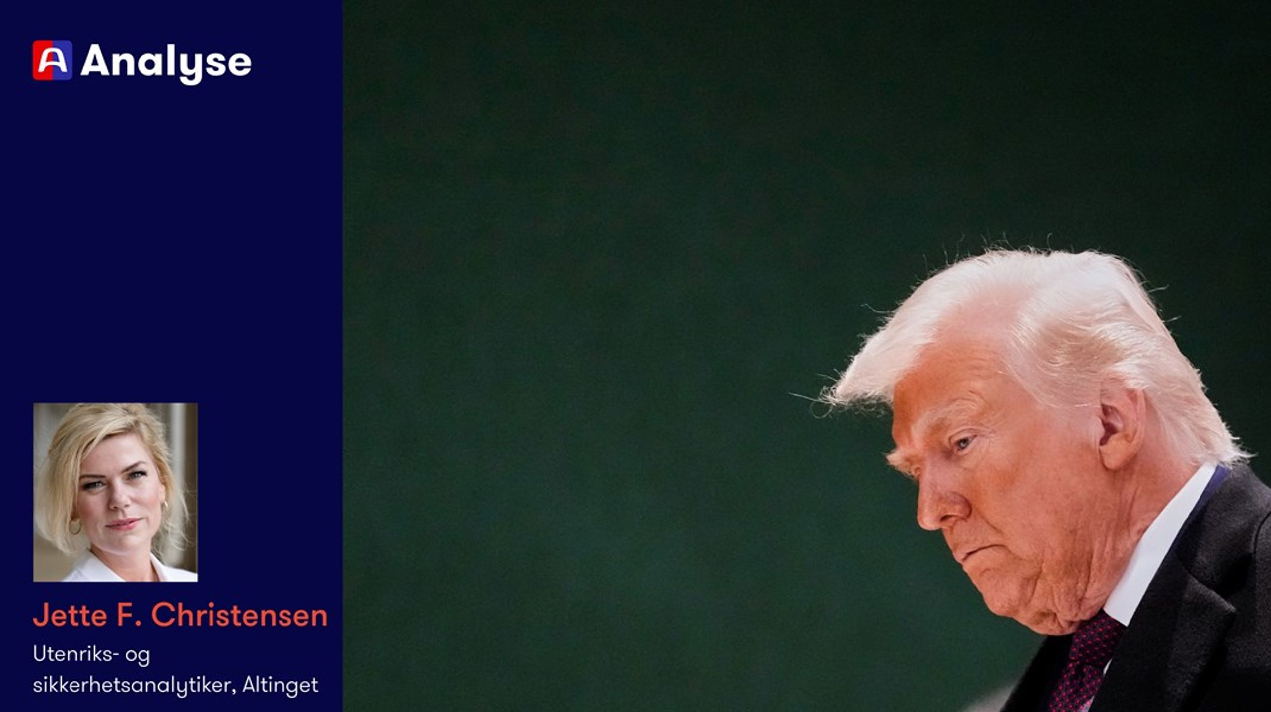 Donald Trump økte sin politiske risiko da han underkjente alliertes innsats for USA i Afghanistan, skriver Jette F. Christensen, utenriks- og sikkerhetsanalytiker i Altinget.&nbsp;&nbsp;