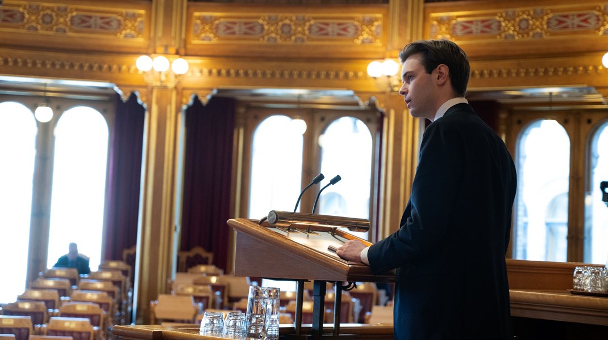 Frp-representant Sebastian Saltrø Ytrevik skapte litt ekstra temperatur i innleiedebatten på Stortinget tirsdag.