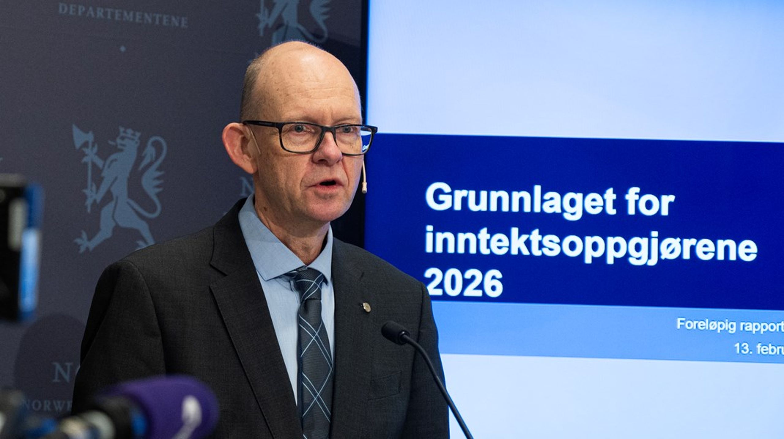 SSB-sjef og leder for teknisk beregningsutvalg for inntektsoppgjørene, Geir Axelsen, la frem det foreløpige tallgrunnlaget for årets lønnsoppgjør på fredag.