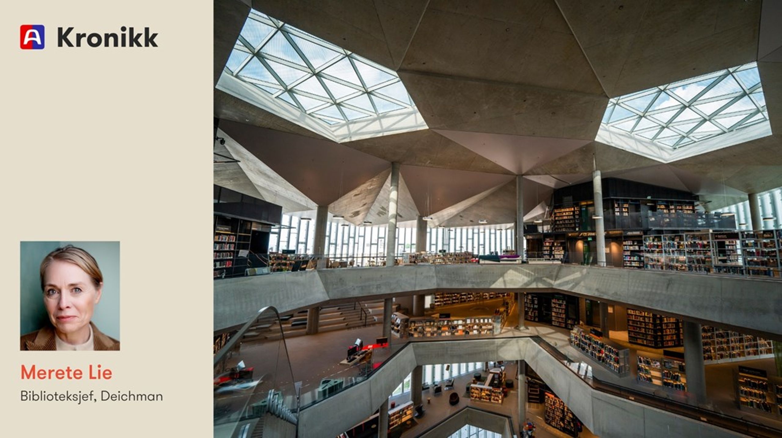 «Bibliotekets rolle er å sørge for at folk får forutsetningene for å danne seg sitt eget begrunnede engasjement. For å lykkes i dette må vi tilby en bredde av verdier og argumenter som skaper en så åpen og opplyst samtale som mulig», skriver biblioteksjef Merete Lie.