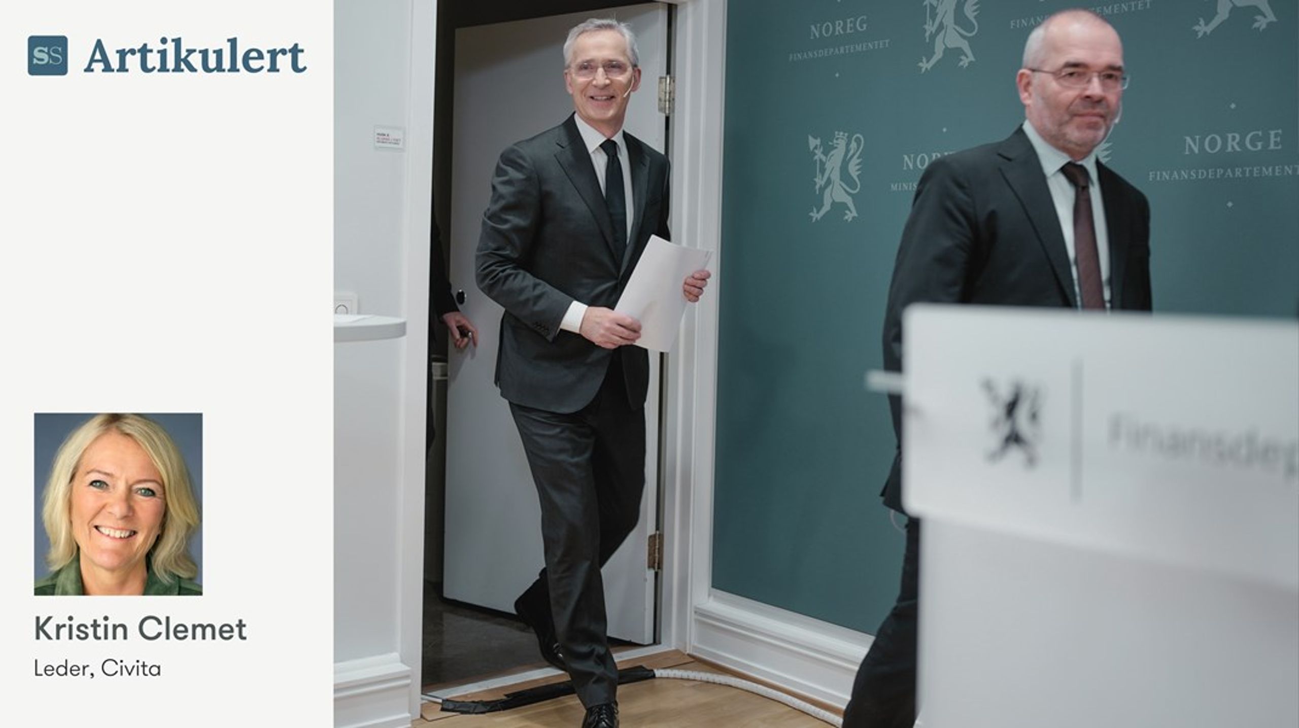 Et godt alternativ til embetsverkets forslag til innsparinger, kan være <a href="https://finanspolitikkutvalget.no/" target="" rel="">Det rådgivende utvalg for finanspolitiske analyser</a>. Det tør der andre tier og bidrar til en mer åpen debatt om politisk sensitive temaer, skriver Kristin Clemet, leder i Civita. Bildet er fra fremleggelsen av utvalgets anbefalinger, leder Ragnar Torvik og finansminister Jens Stoltenberg (Ap).&nbsp;