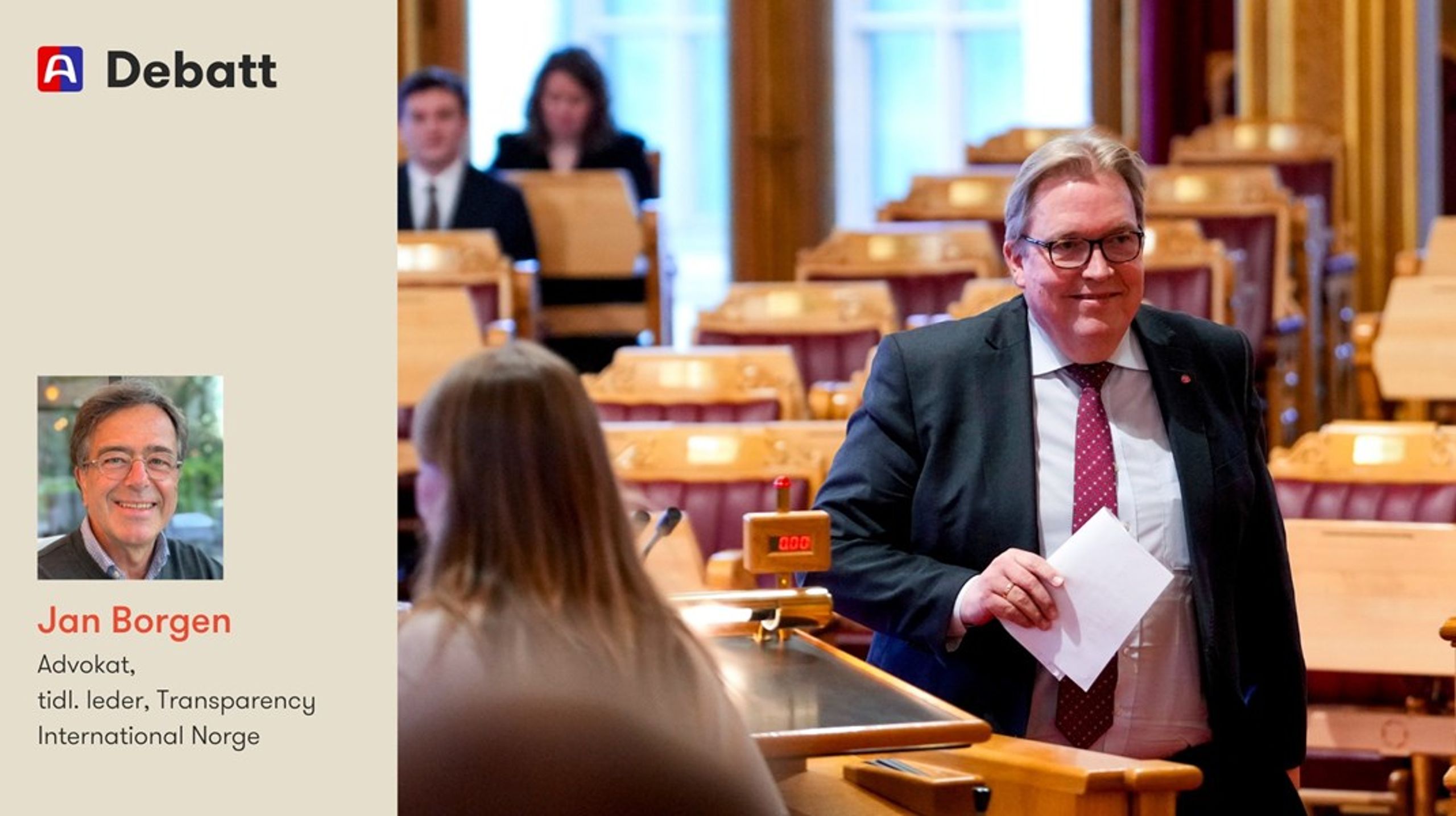 «Sverre Myrlis (Ap) påstand '<i>vi har ikke noe å skjule på Løvebakken'</i>&nbsp;er en god ambisjon i et demokrati. Hans forsøk på å ironisere over motivene for et lobbyregister virker derimot usaklig», mener innleggsforfatteren.