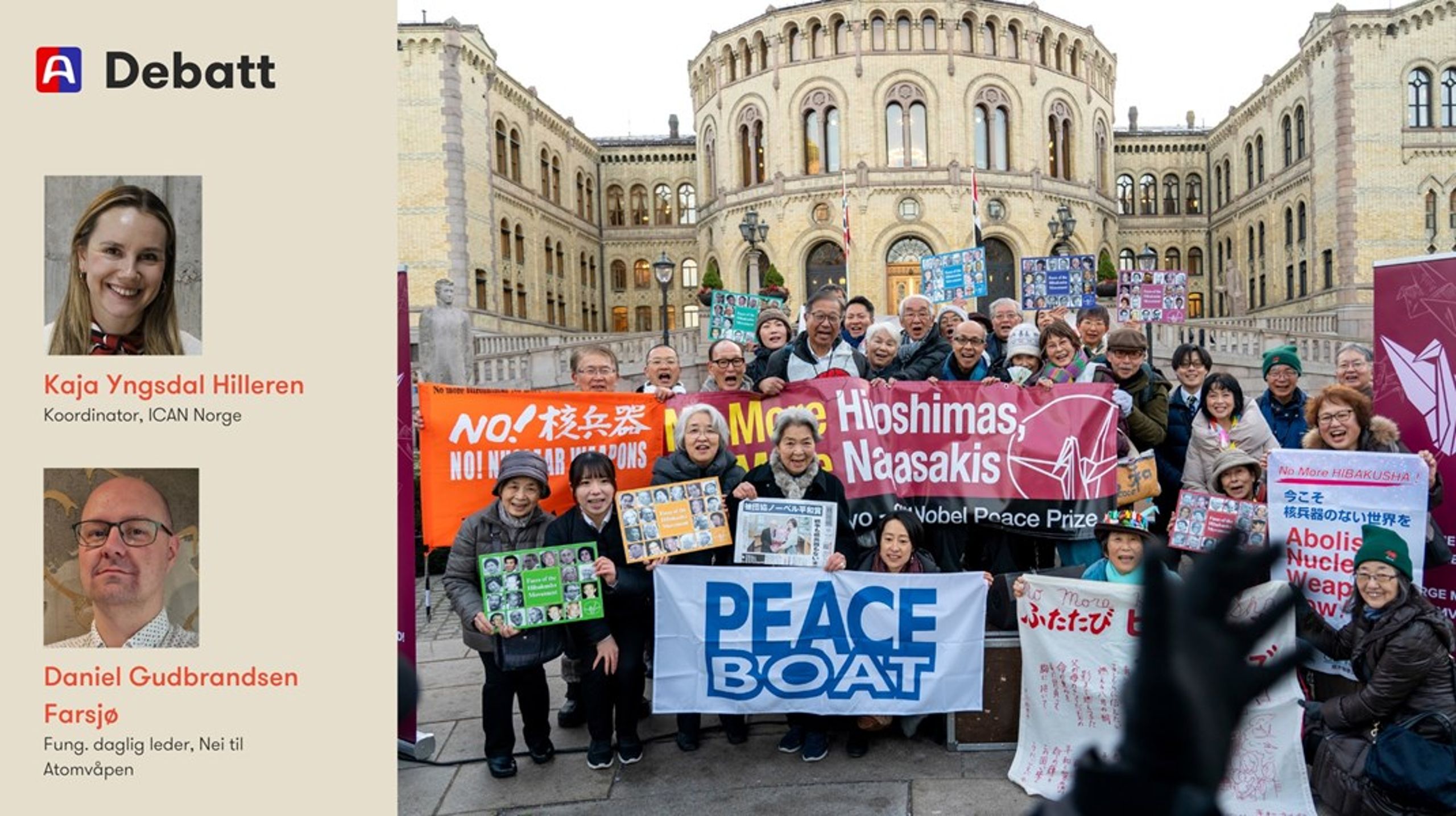 For mindre enn to år siden vant organisasjonen&nbsp;Nihon Hidankyo Nobels fredspris for sitt arbeid for en atomfri verden. Nå går debatten varm om hvorvidt vi bør ha atomvåpen på nordisk jord, og kanskje til og med produsere atomvåpen selv.