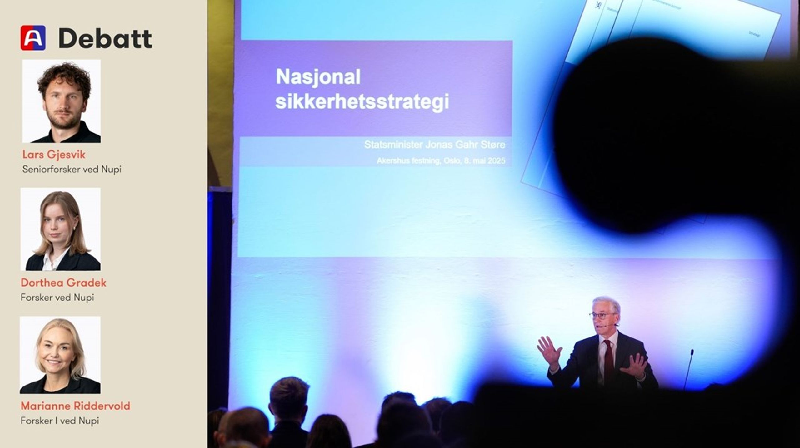 Statsminister Jonas Gahr Støre (Ap) la frem Nasjonal sikkerhetsstrategi i mai i fjor. Der pekes&nbsp;det på sammenblandingen av sikkerhet og økonomi som særlig utfordrende, skriver Nupi-forskerne.
