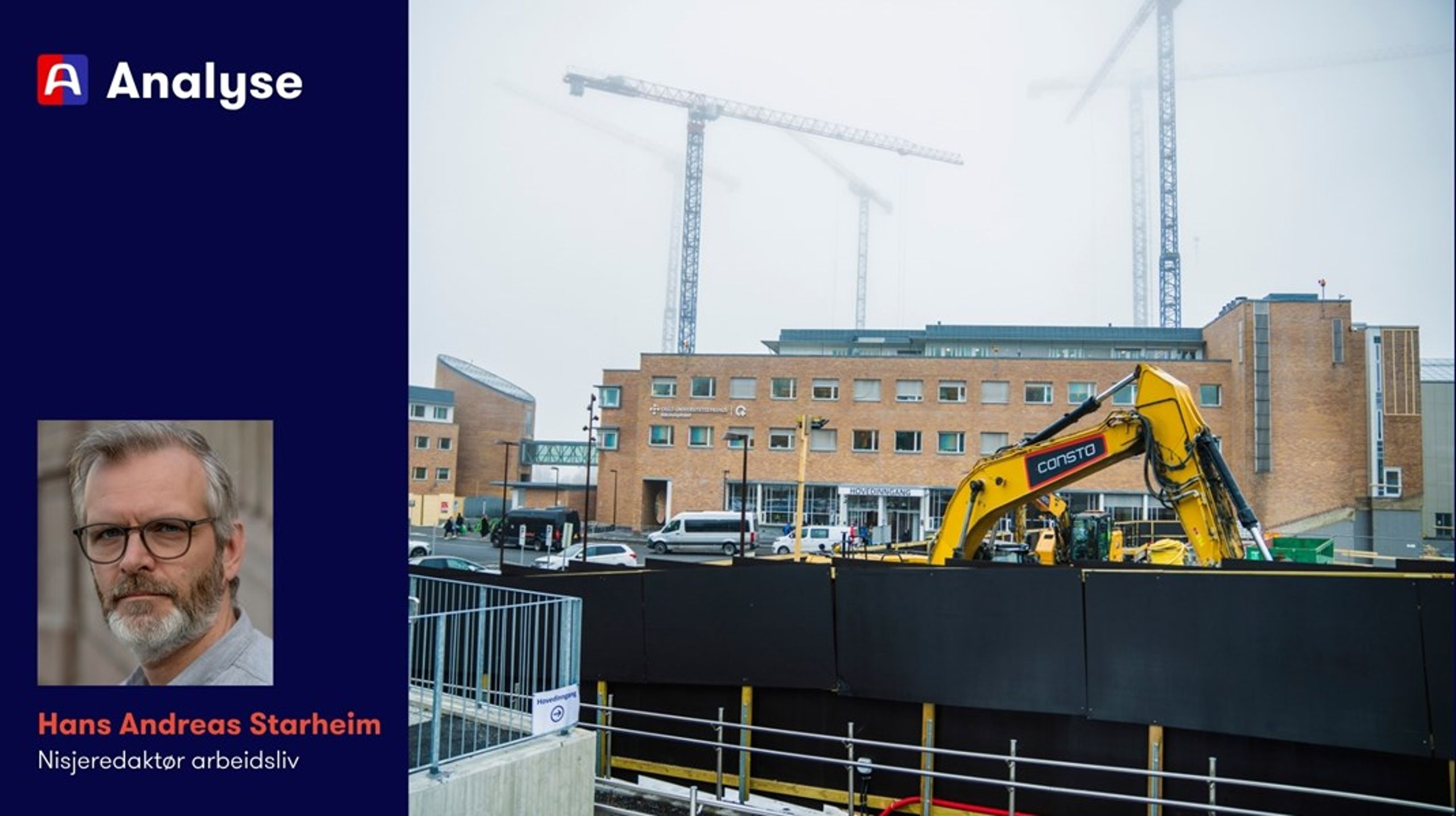 På arbeidsplasser i Oslo-området, som her ved Rikshospitalet, er det totalforbund mot å leie inn arbeidskraft fra bemanningsbyrå.<br>