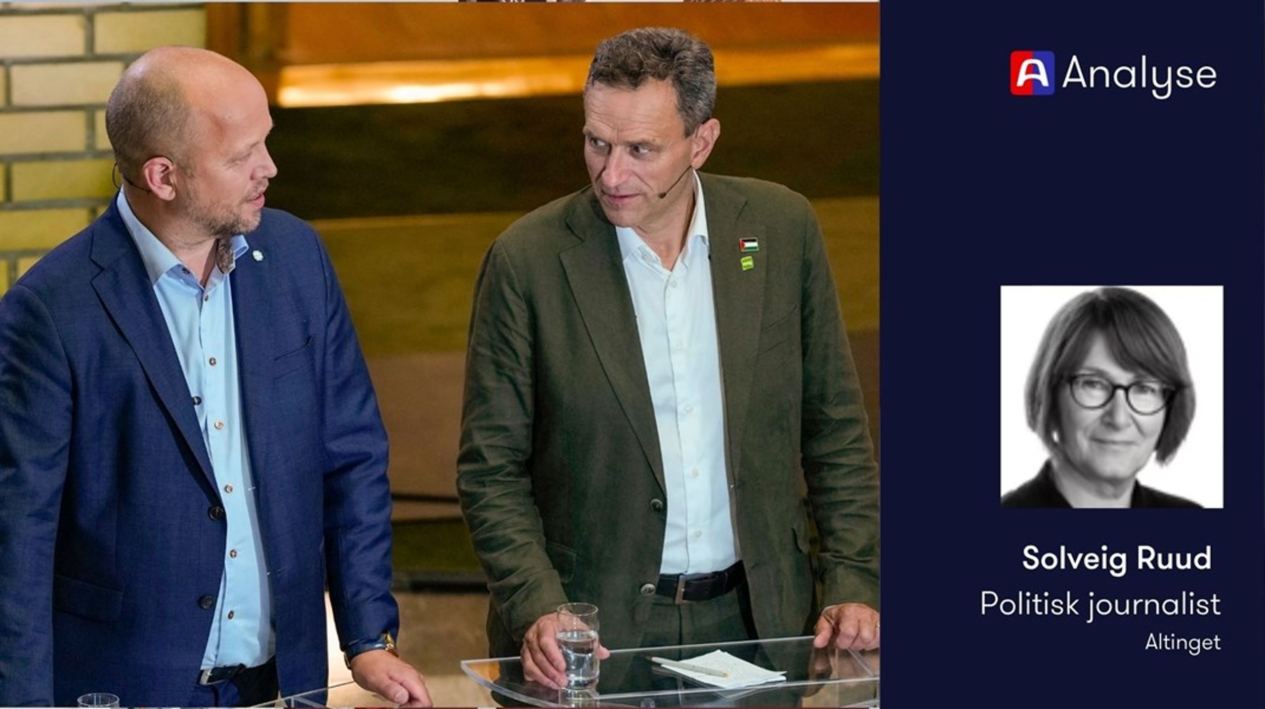 Å få Sp og MDG - her representert ved partilederne Trygve Slagsvold Vedum og Arild Hermstad - til å bli enige om klimakutt i revidert budsjett blir en stor utfordring.