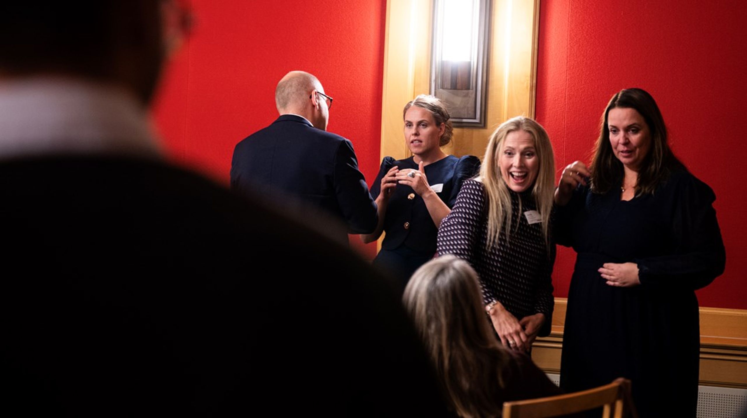 Nylig deltok Anne Marie Aanerud på en høring på Stortinget for Kongsberg Aerospace &amp; Defence. Her i prat med Aps Nils-Ole Foshaug.