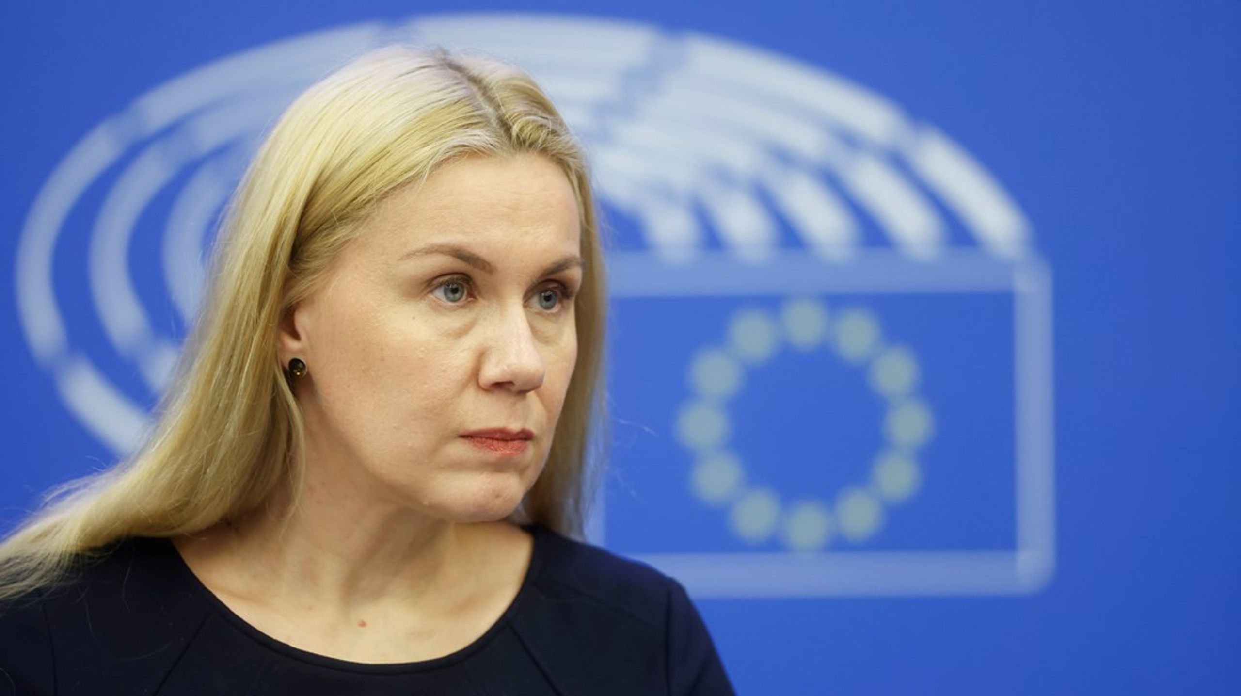 EUs energikommissær Kadri Simson under tirsdagens pressekonferanse, der EUs reform av det europeiske kraftmarkedet ble presentert.