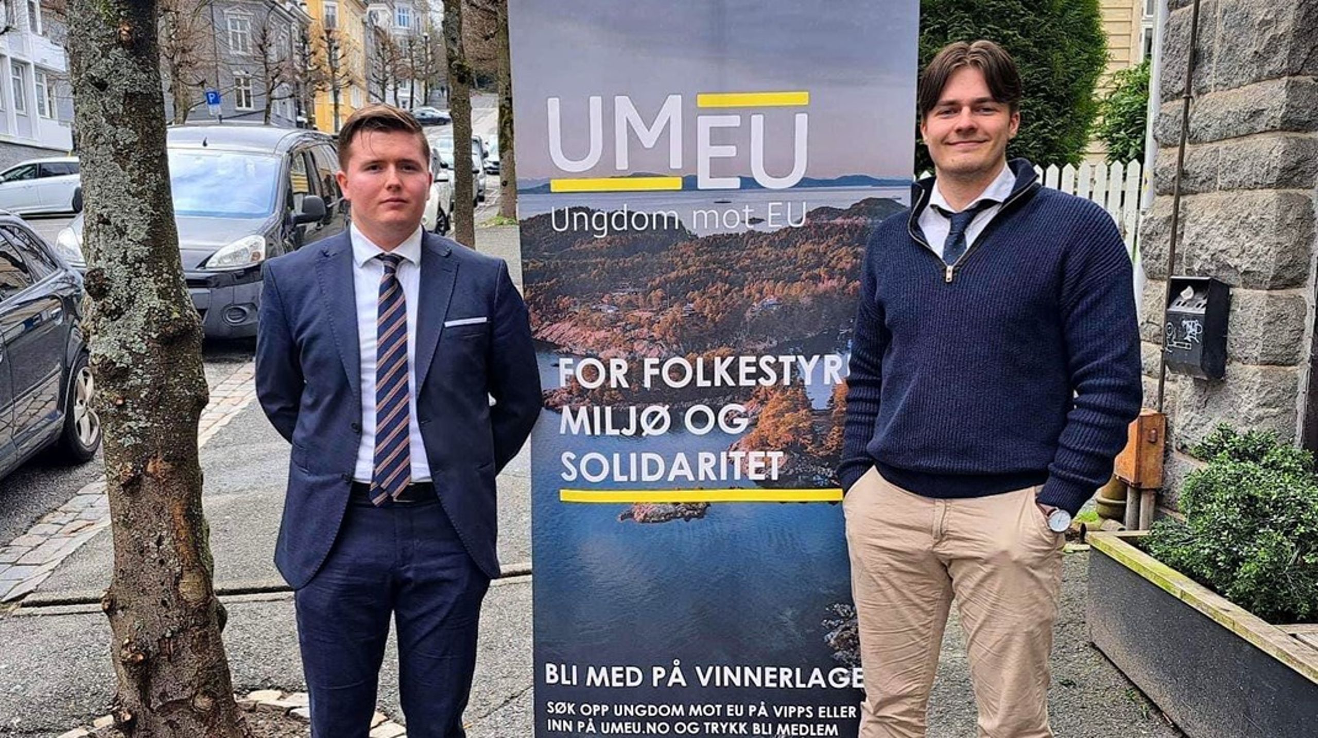 Kim René Hamre (til venstre) og Lars Barstad Løvold (til høyre) er nyvalgt leder og nestleder av Ungdom mot EU.