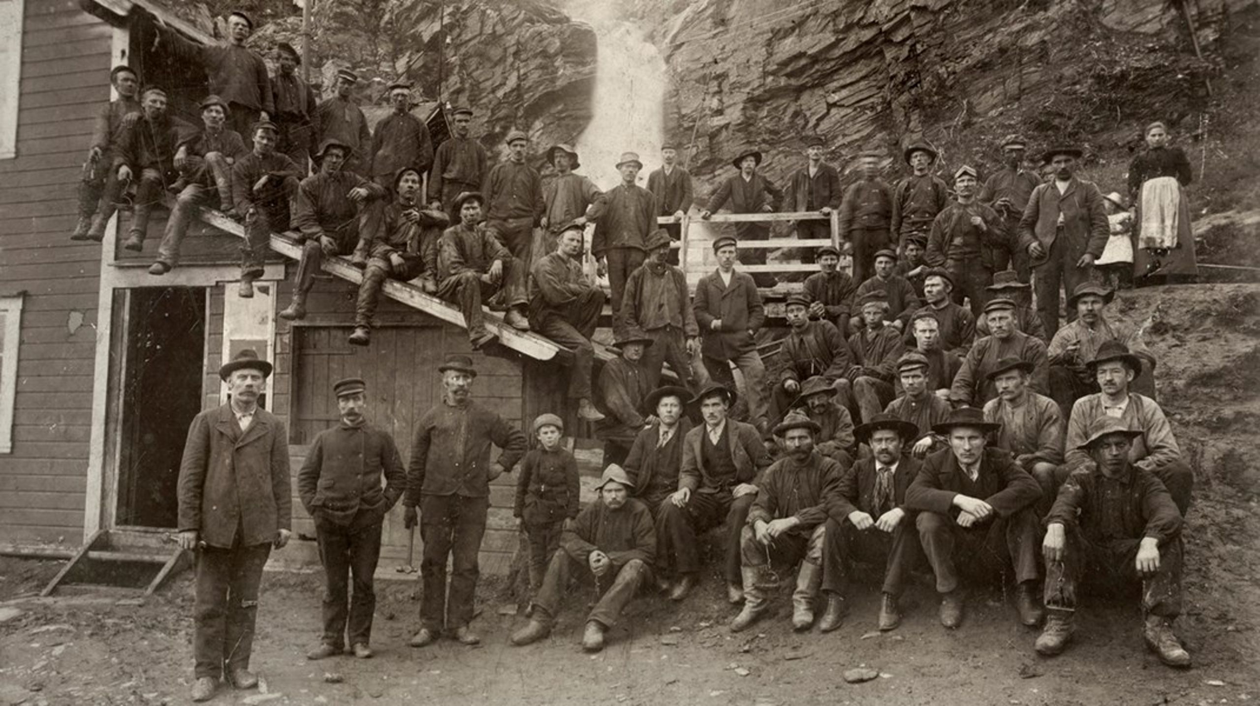 Arbeidsstokken ved Giken gruver i Sulitjelma, ca. 1900.