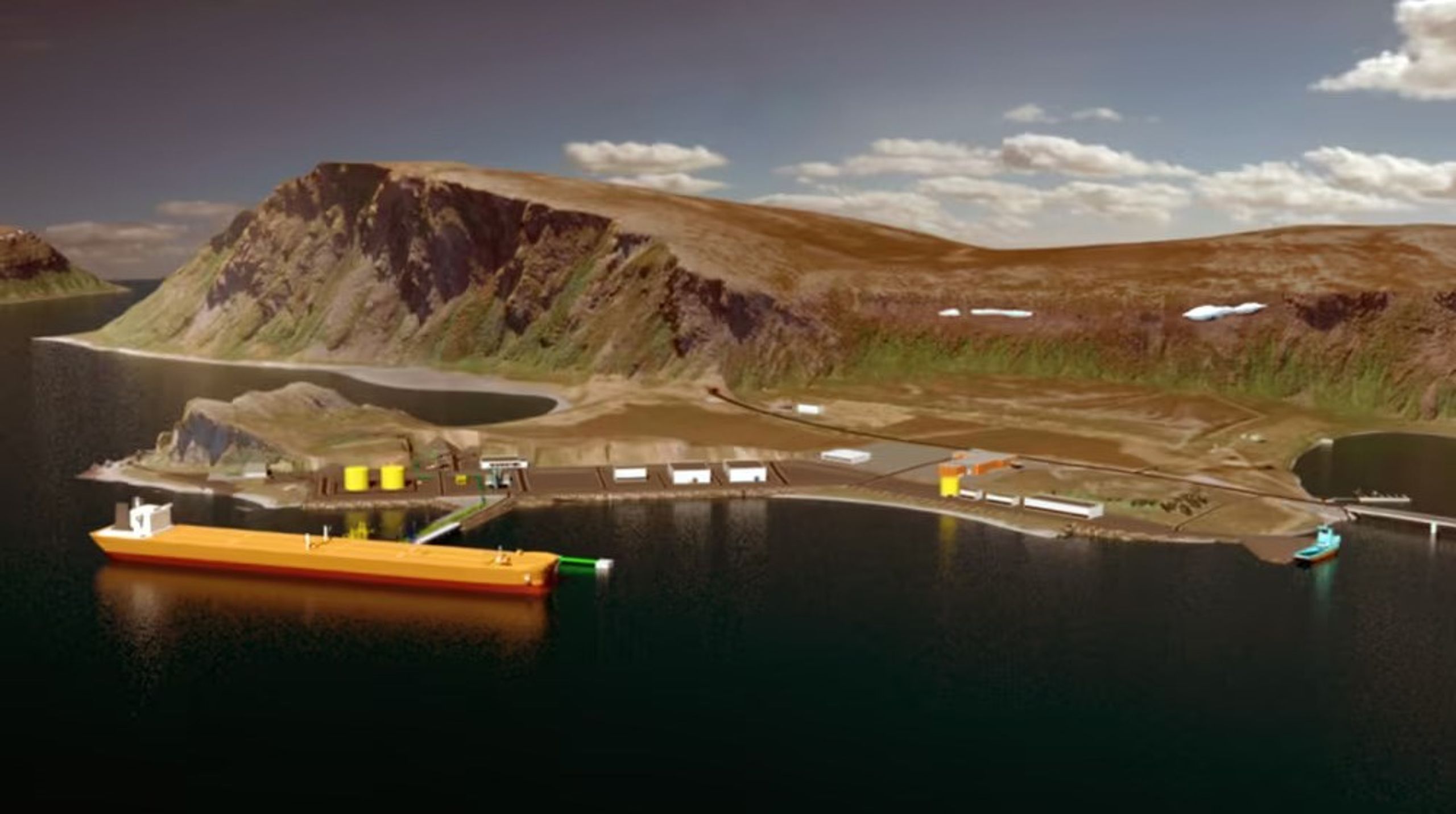 Slik så Equinor for seg at en ilandføringsterminal på Veidnes kunne se ut, da de først lanserte ideen i 2013. Siden har selskapet skrinlagt planene om en slik terminal, men i Finnmark er den fortsatt ønsket.