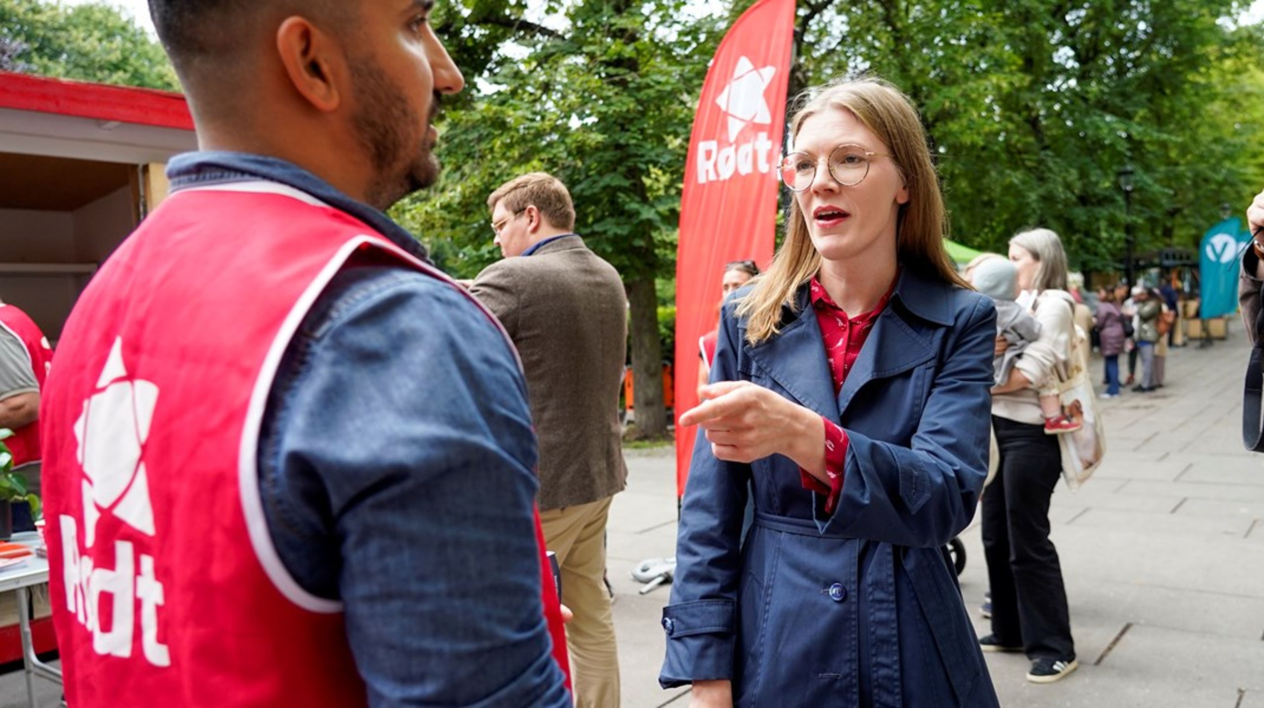 Leder i Rødt Marie Sneve Martinussen under partiets valgkampåpning i sommer.