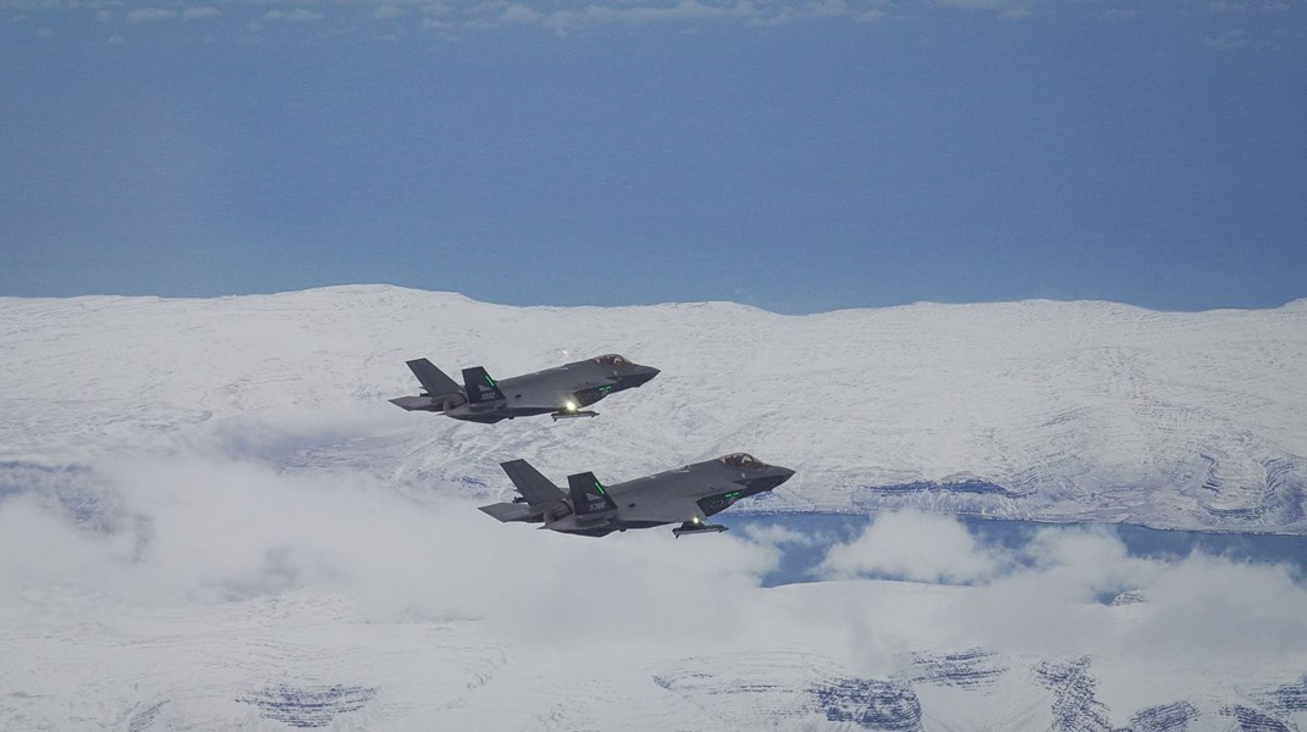 To norske F-35-fly over Island under Iceland Air Policing 2023.