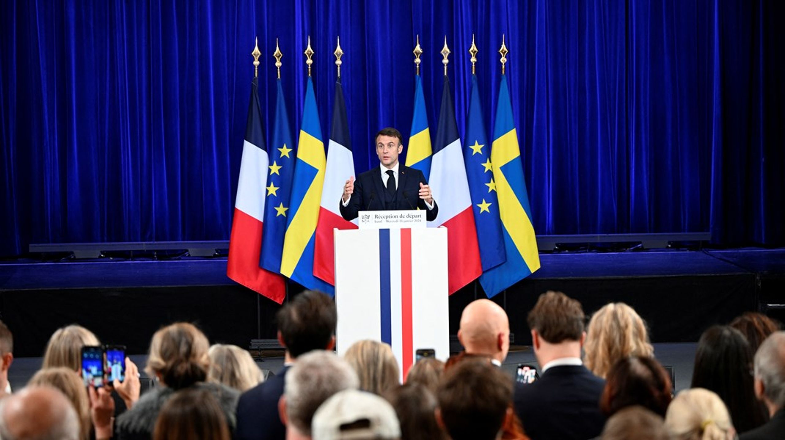 Frankrikes president Emmanuel Macron har denne uken vært på besøk i Sverige.&nbsp;I tillegg til en rekke arrangementer i Stockholm, reiste han også til Lund, der han holdt et innlegg og svarte på spørsmål fra studentene ved Lunds universitet.