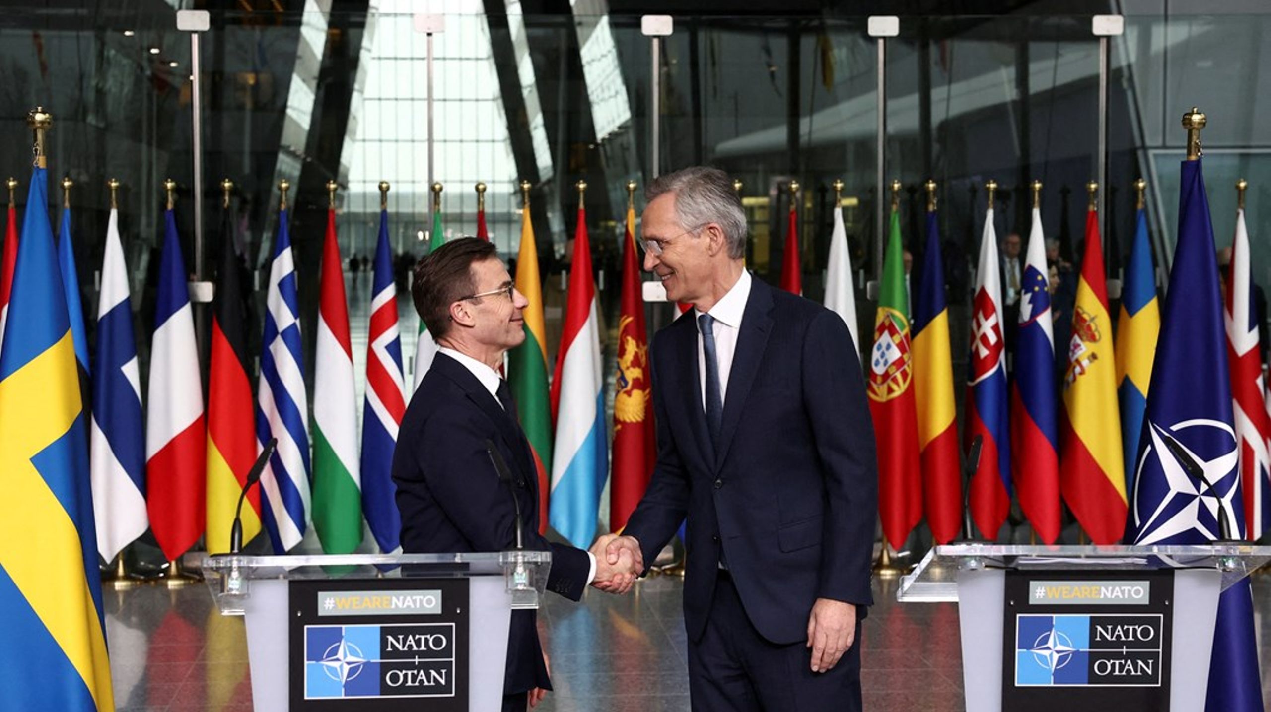 Mandag ble det svenske flagget endelig heiset i Natos hovedkvarter i Brussel. Sveriges statsminister Ulf Kristersson og Natos generalsekretær Jens Stoltenberg holdt en felles pressekonferanse.