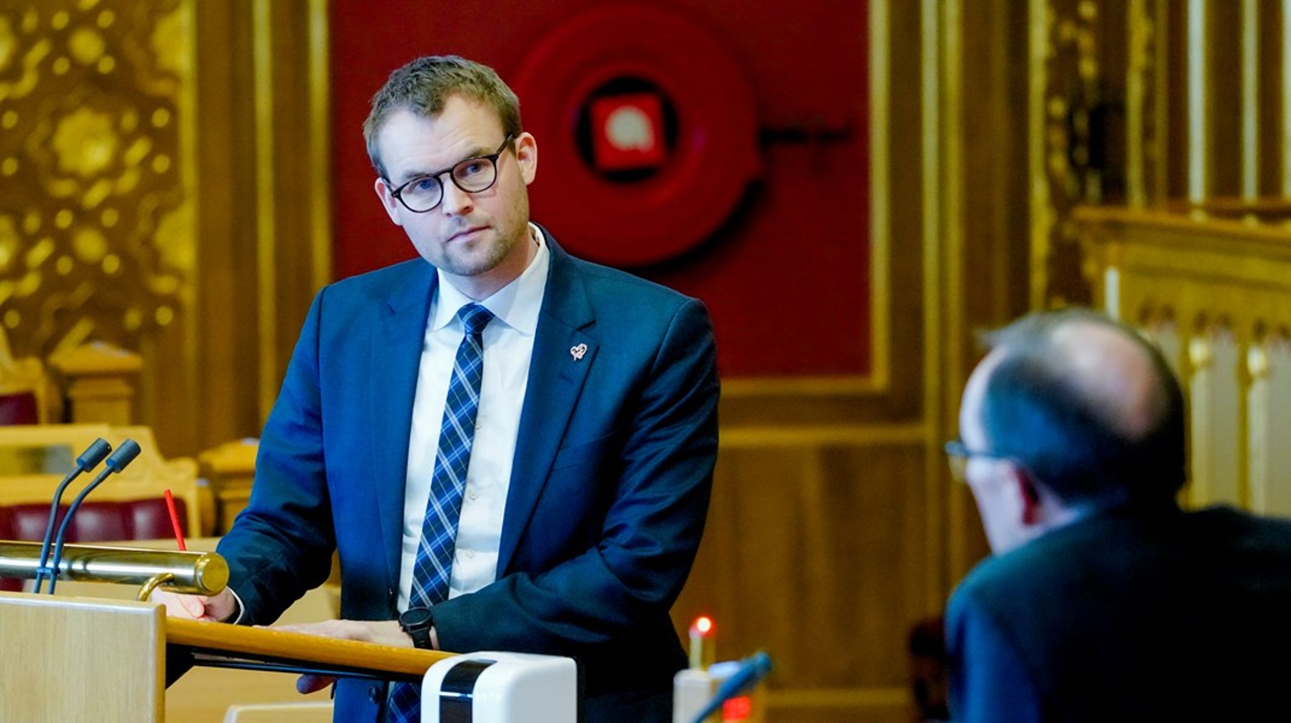 Helse er ett av satsingsområdene KrFs finanspolitiske talsperson, Kjell Ingolf Ropstad, pekte på i partiets alternative statsbudsjett. Her er han fotografert i spørretimen på Stortinget.