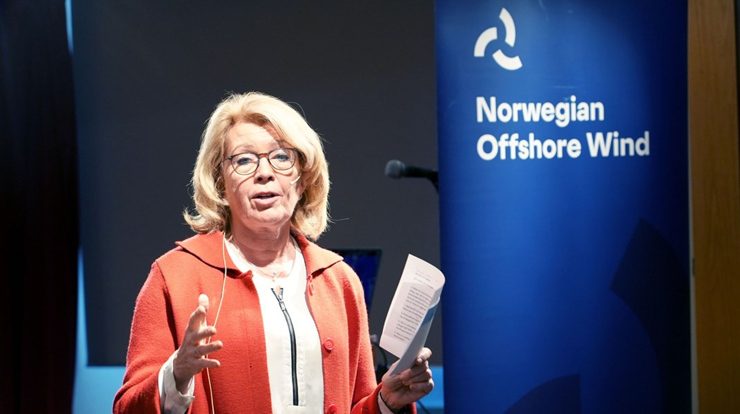 Åslaug Haga, leder for Norwea, var blant de mange aktørene som advarte mot modellen for tildelingen regjeringen foreslår for å bygge flytende havvind på Utsira Nord.