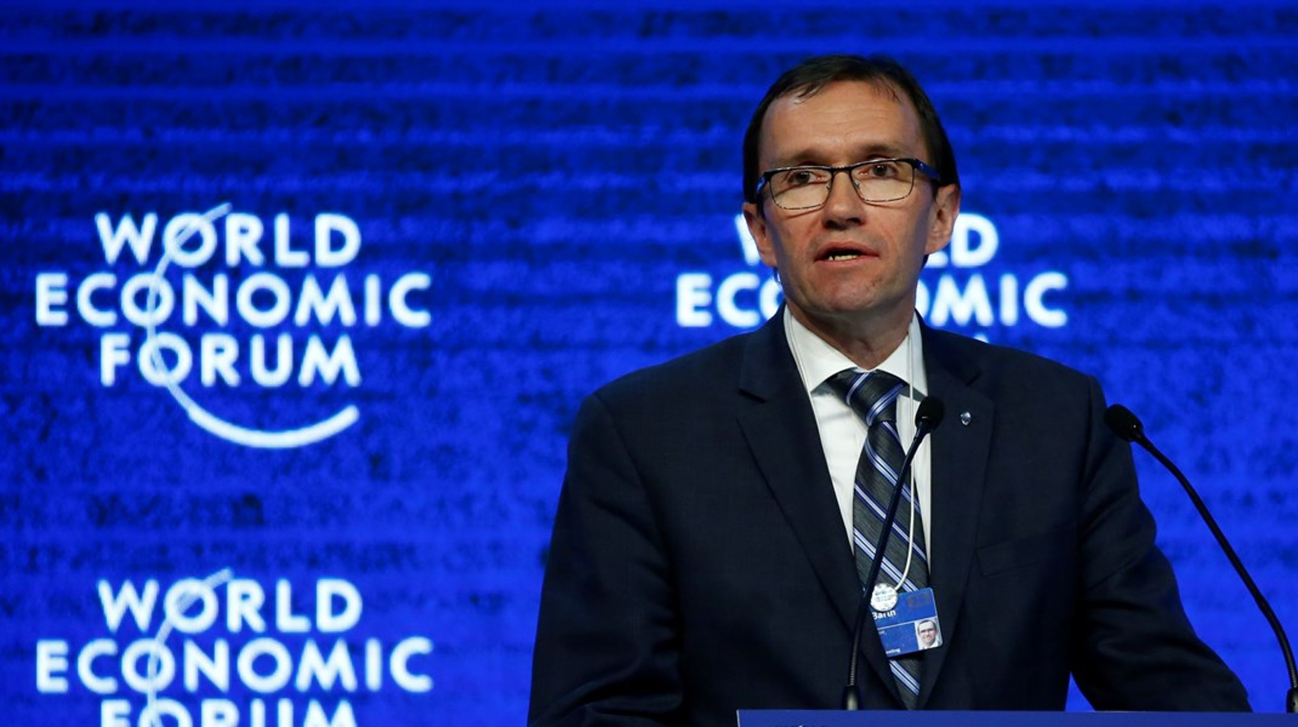 Klima- og miljøminister Espen Barth Eide (Ap) deltar på World Economic Forum i Davos denne uken.